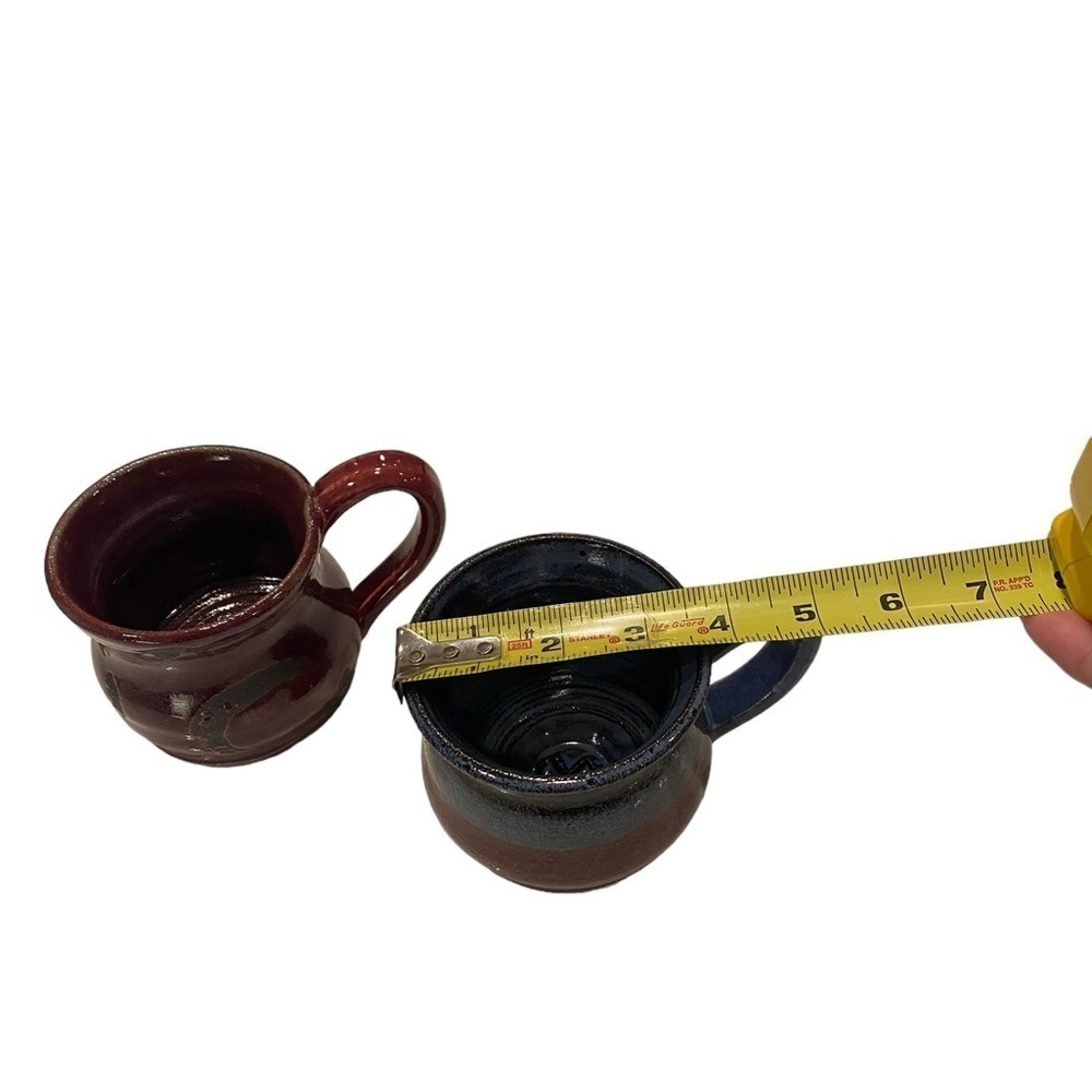 Hand Thrown Pottery Coffee Mug- Set of 2 - Signed by Artist Rustic Farmhouse. - Picture 11 of 12